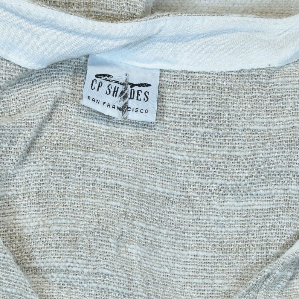 Vintage CP Shades Linen Blend Vest Neutral Beige Button Up Large L Coastal - Picture 3 of 6